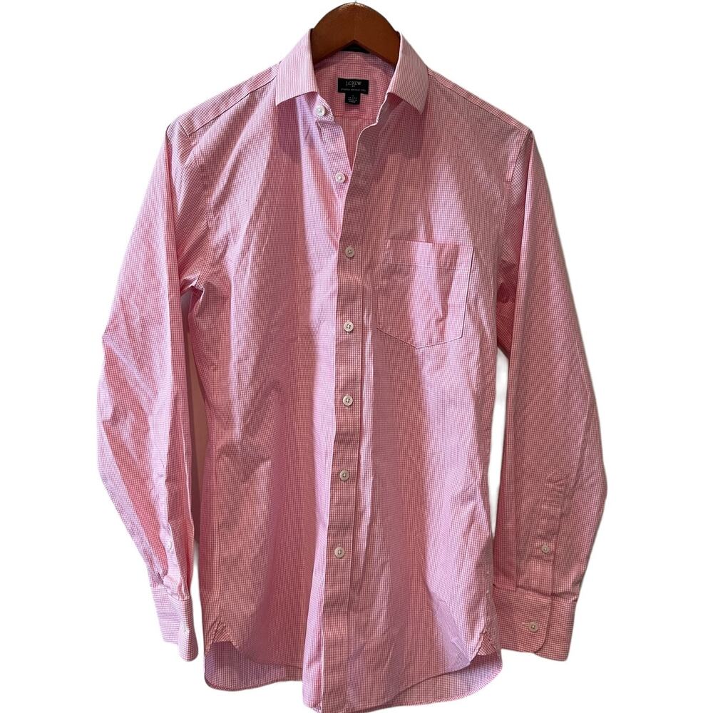 J Crew Thompson micro gingham check button down Shirt pink white S
